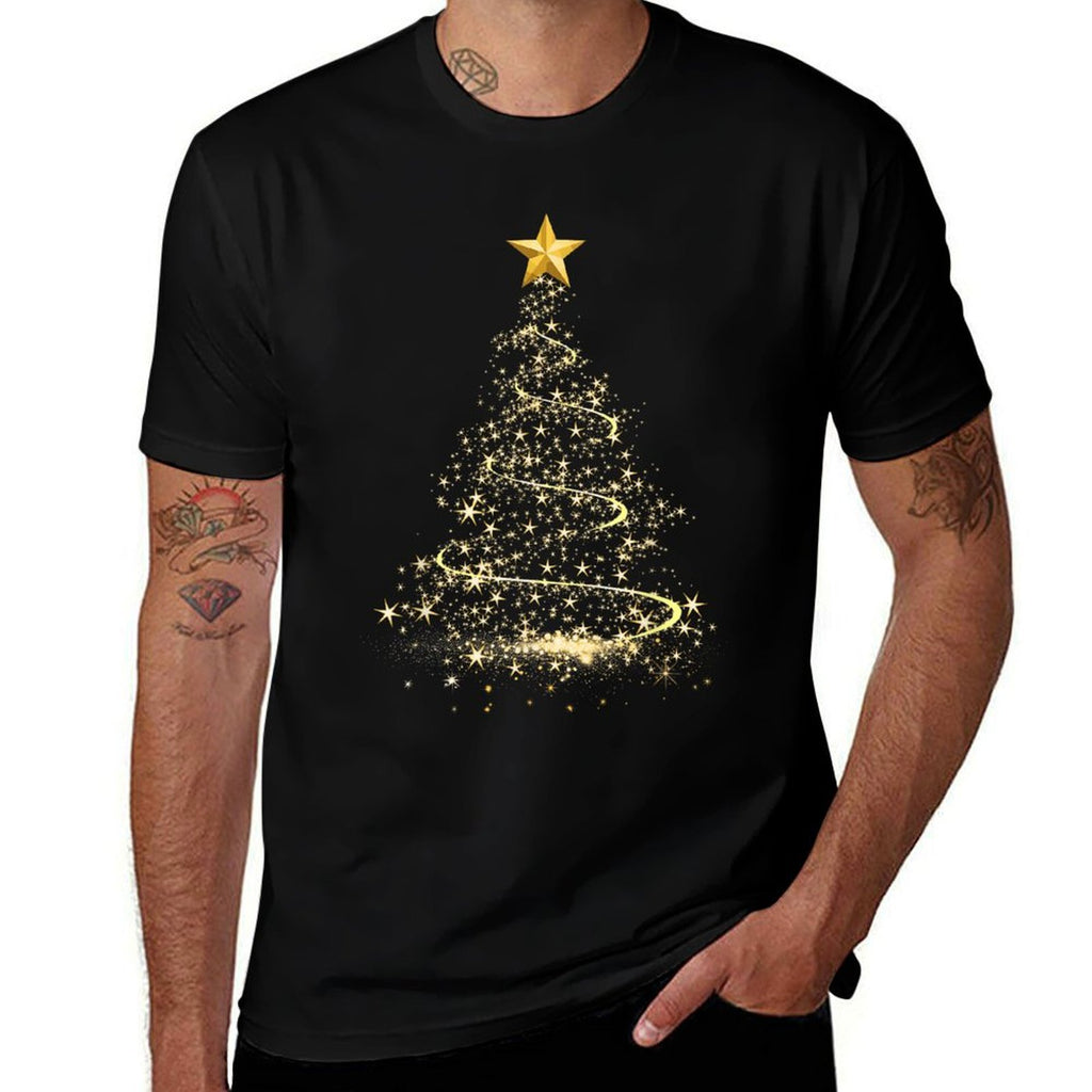 Funny Christmas Tree in Gold Merry Christmas Pajamas Women  Fade-proof Color T-Shirt