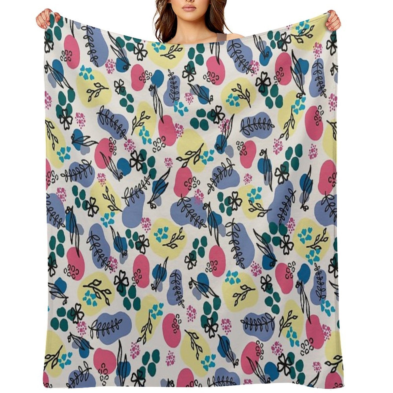 Botanical Shrink-resistant Throw Blanket