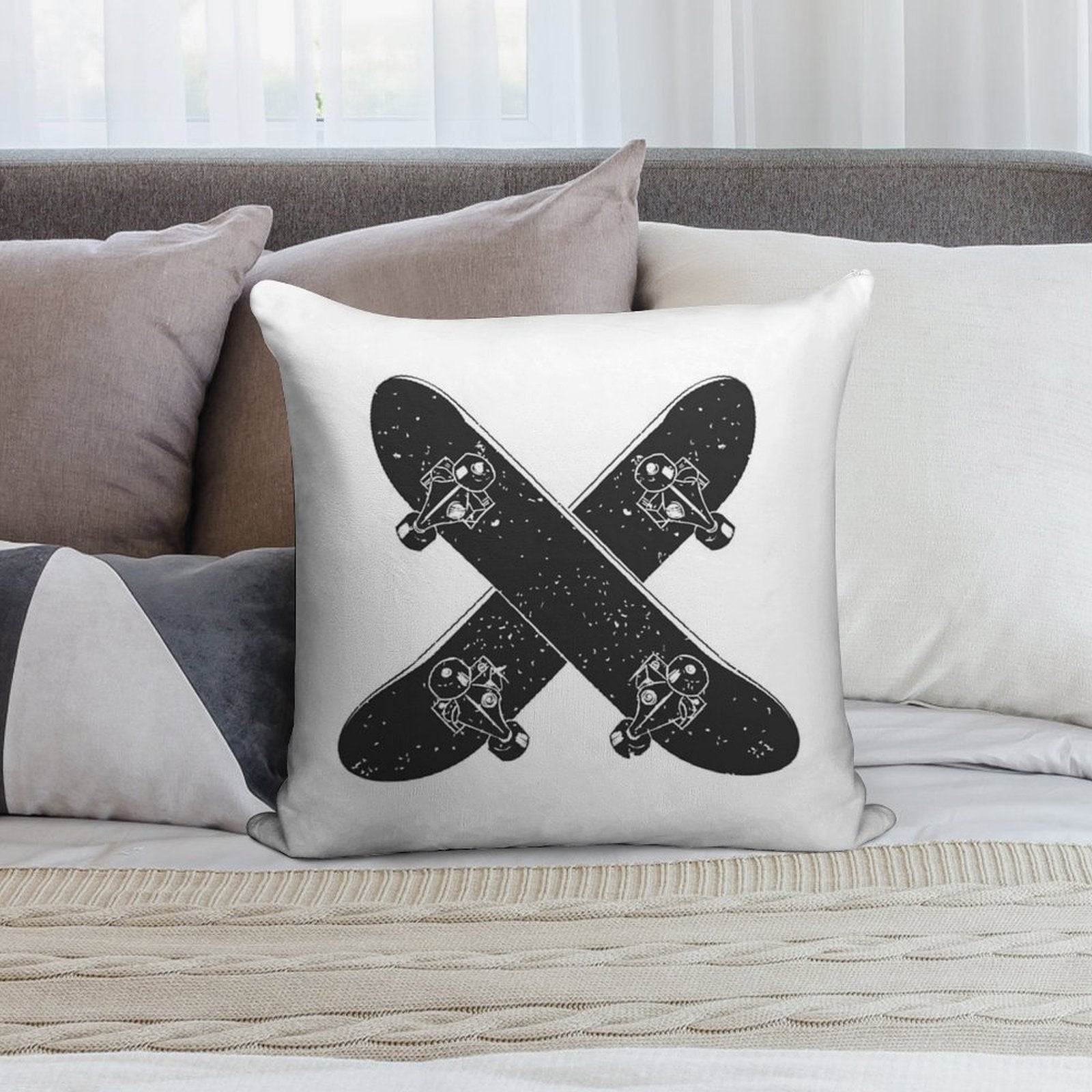 Skateboard X Soft High-Density Material Throw Pillow