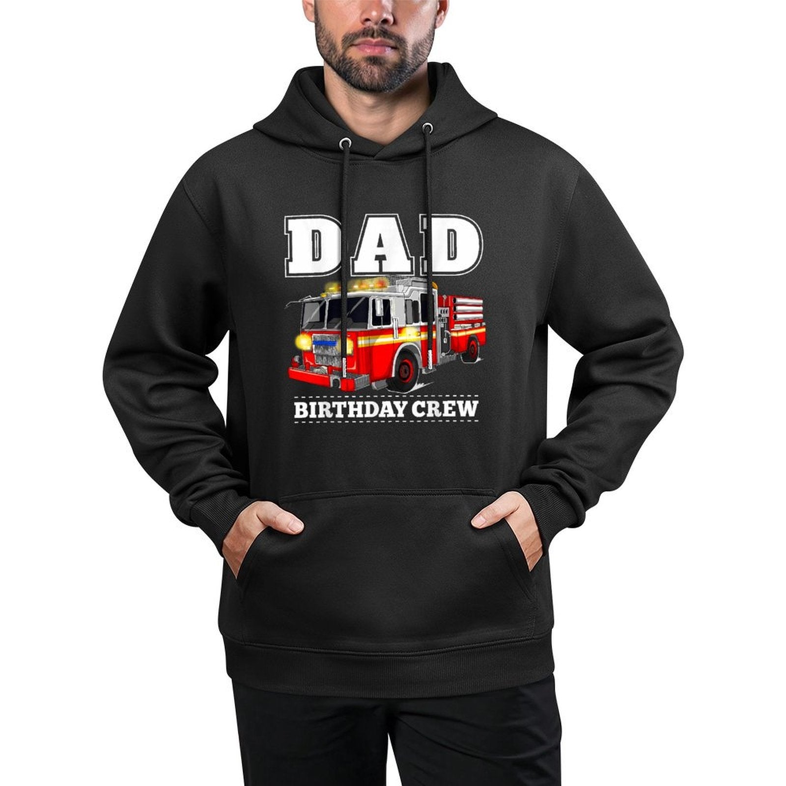 Dad Birthday Crew Fire Truck Firefighter Fireman Party Versatile Streetwear Hoodie