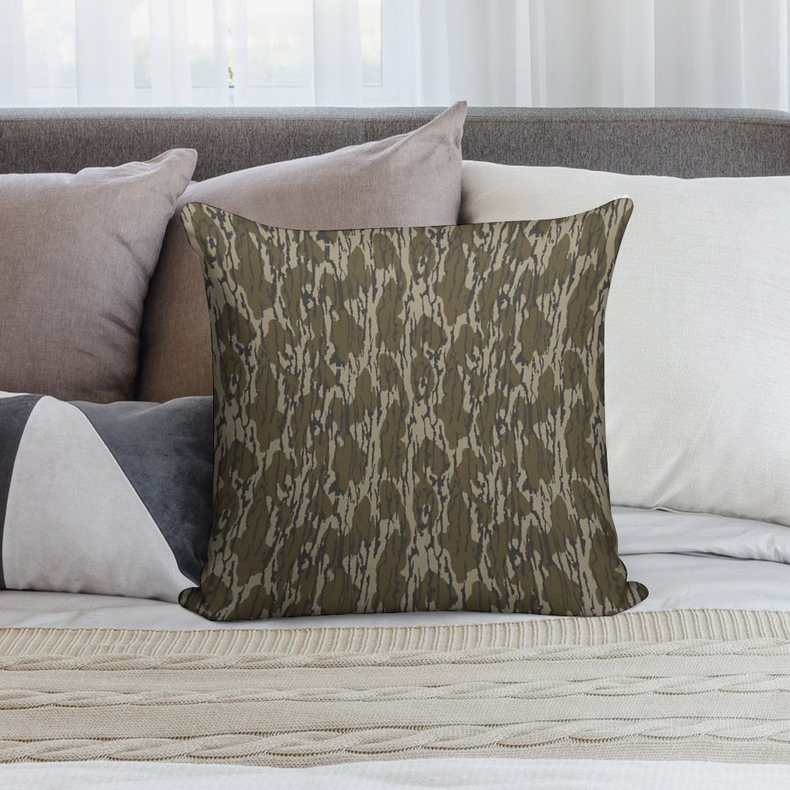 Everything Bottom Lands Camo Soft Decorative Cover Throw Pillow