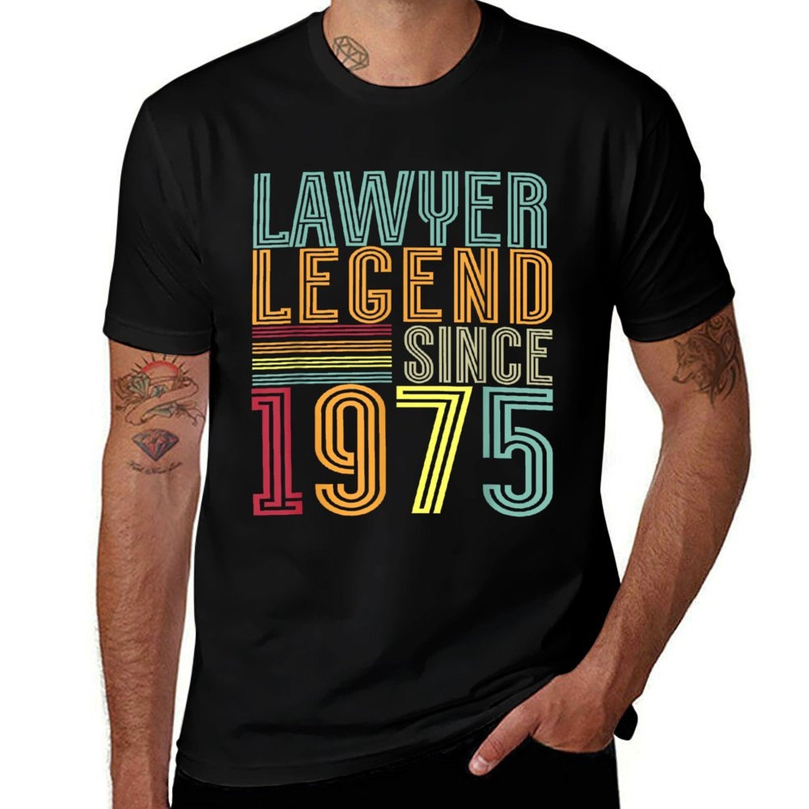 Lawyer Legend 1975 50 Years Court 50th Birthday Lawyer  High-quality Stitching T-Shirt