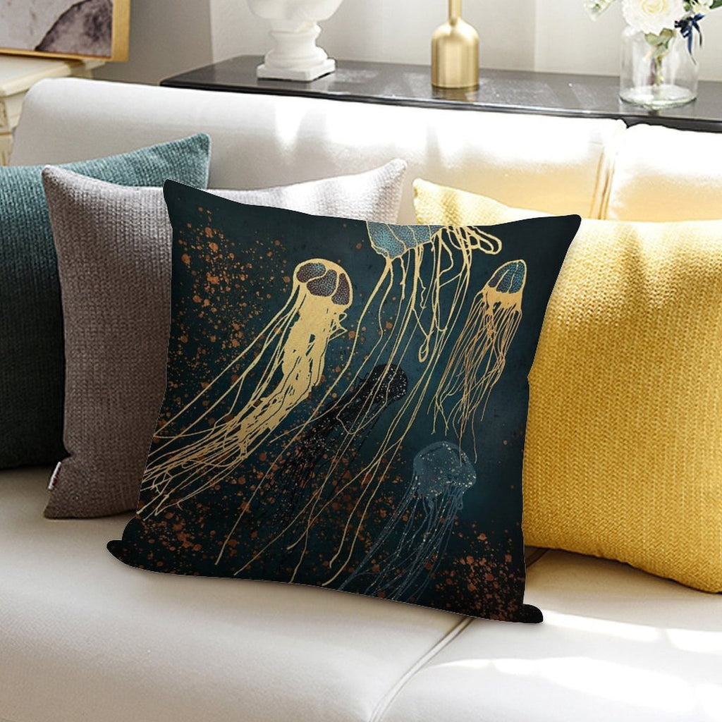 Metallic Jellyfish Soft Skin-Friendly Throw Pillow