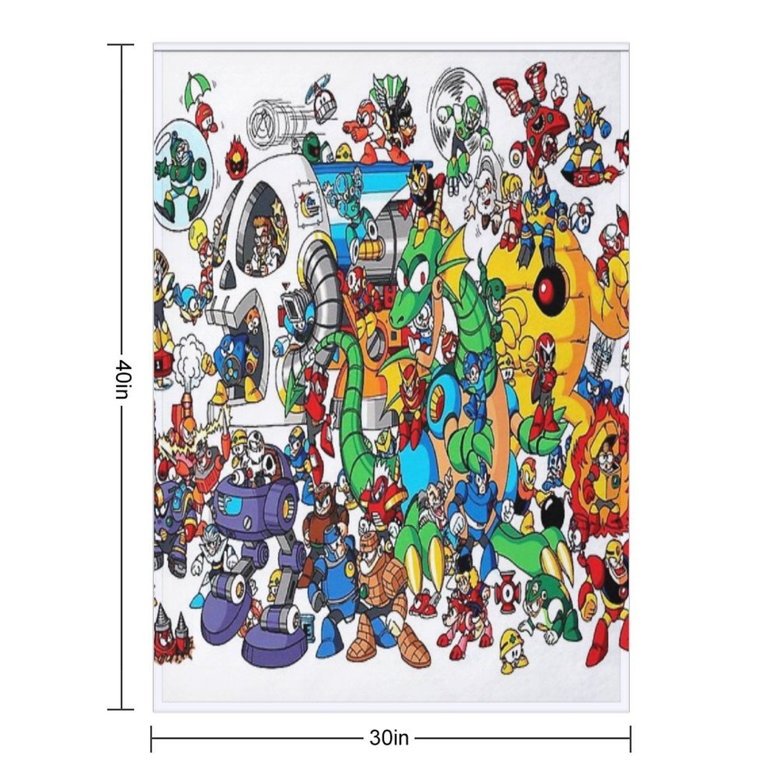 Mega Man And All of His Enemies Shrink-resistant Throw Blanket