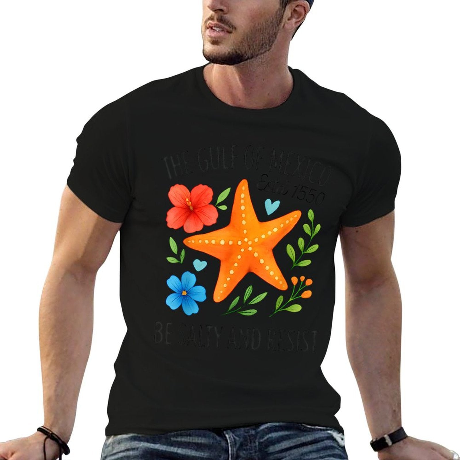 Gulf of Mexico Estd 1550 Be Salty And Resist Starfish Women  Polyester Blend T-Shirt