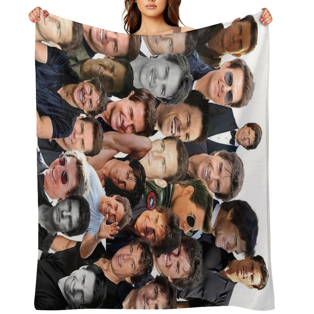 Tom Cruise Photo Collage Travel-friendly Throw Blanket