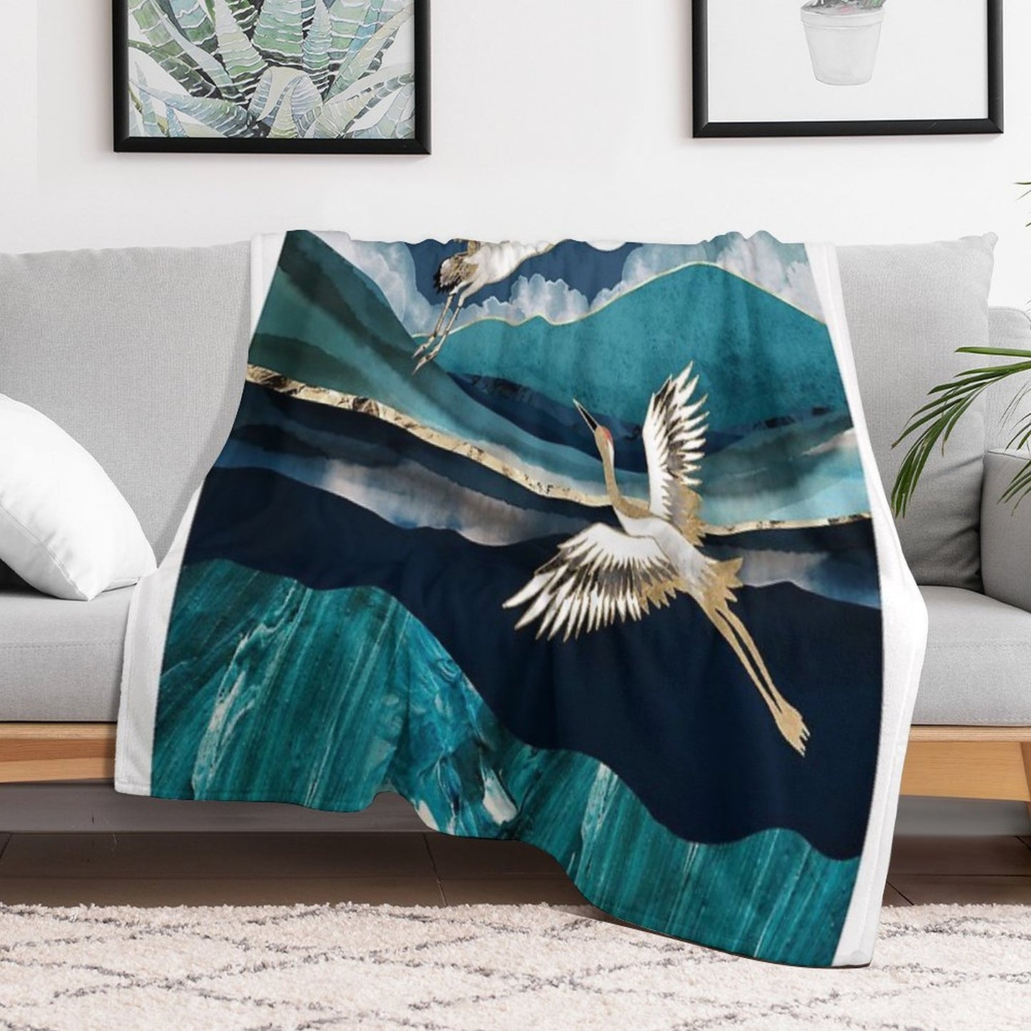 Midnight Cranes Gift-ready Throw Blanket