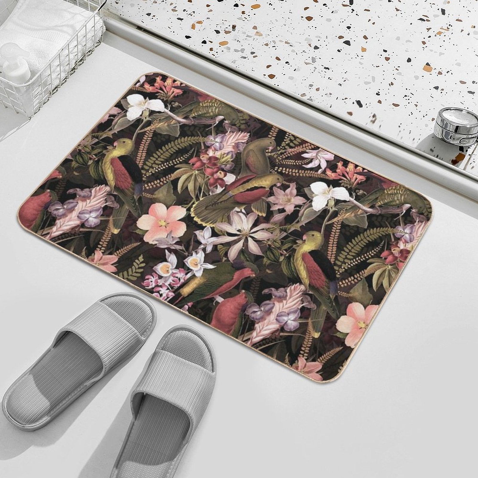 Vintage Parrot Jungle Botanical Garden 1 Nightgarden  High-Traffic Bath Mat