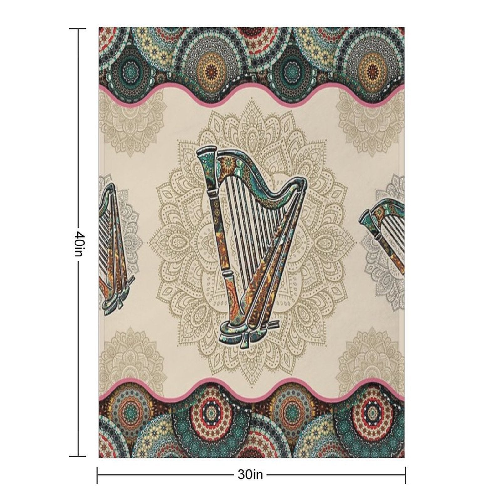 Harp Vintage Mandala Easy Care Throw Blanket