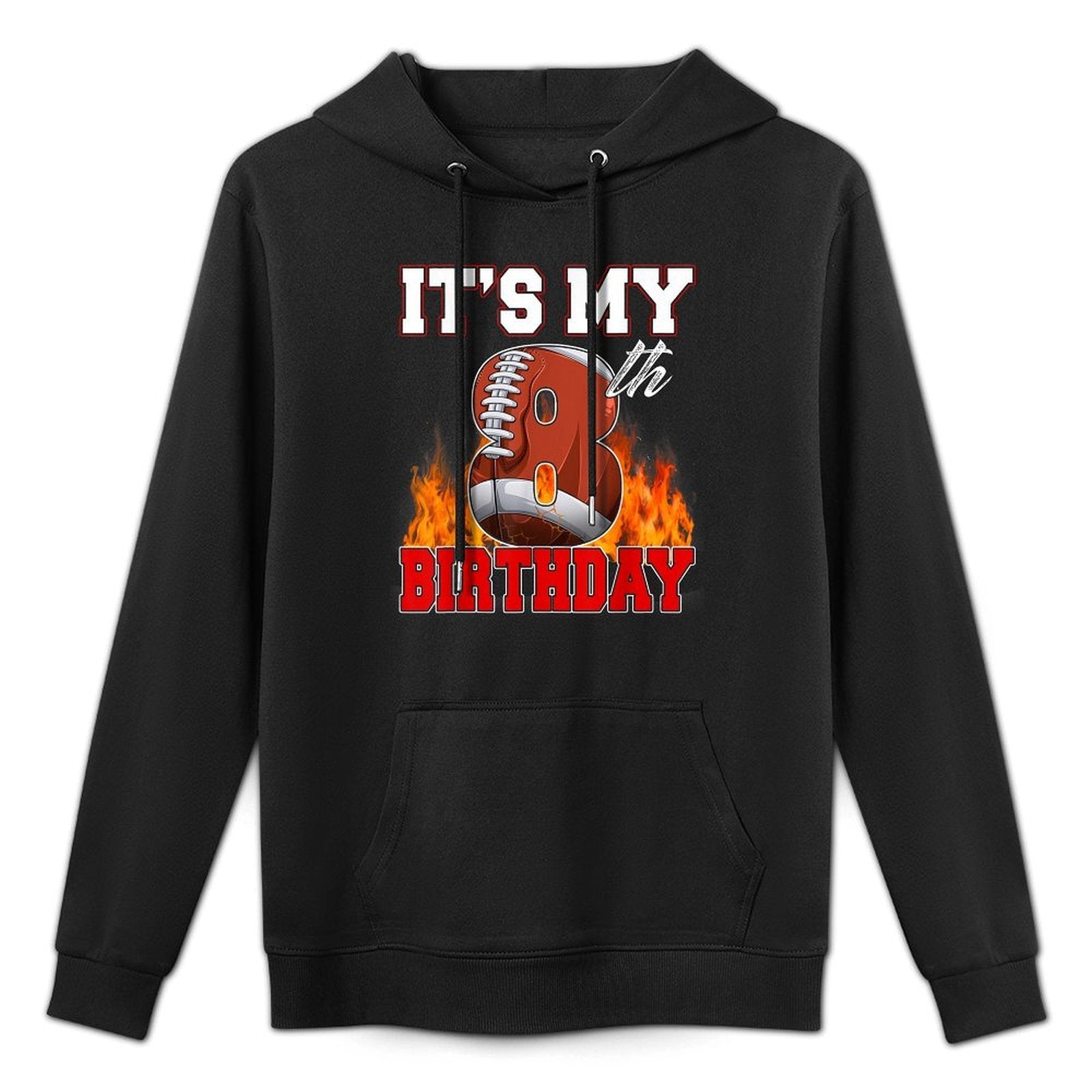Funny It's My 8th Birthday 8 Years Old Football Ball Boys Cotton-Polyester Blend Hoodie