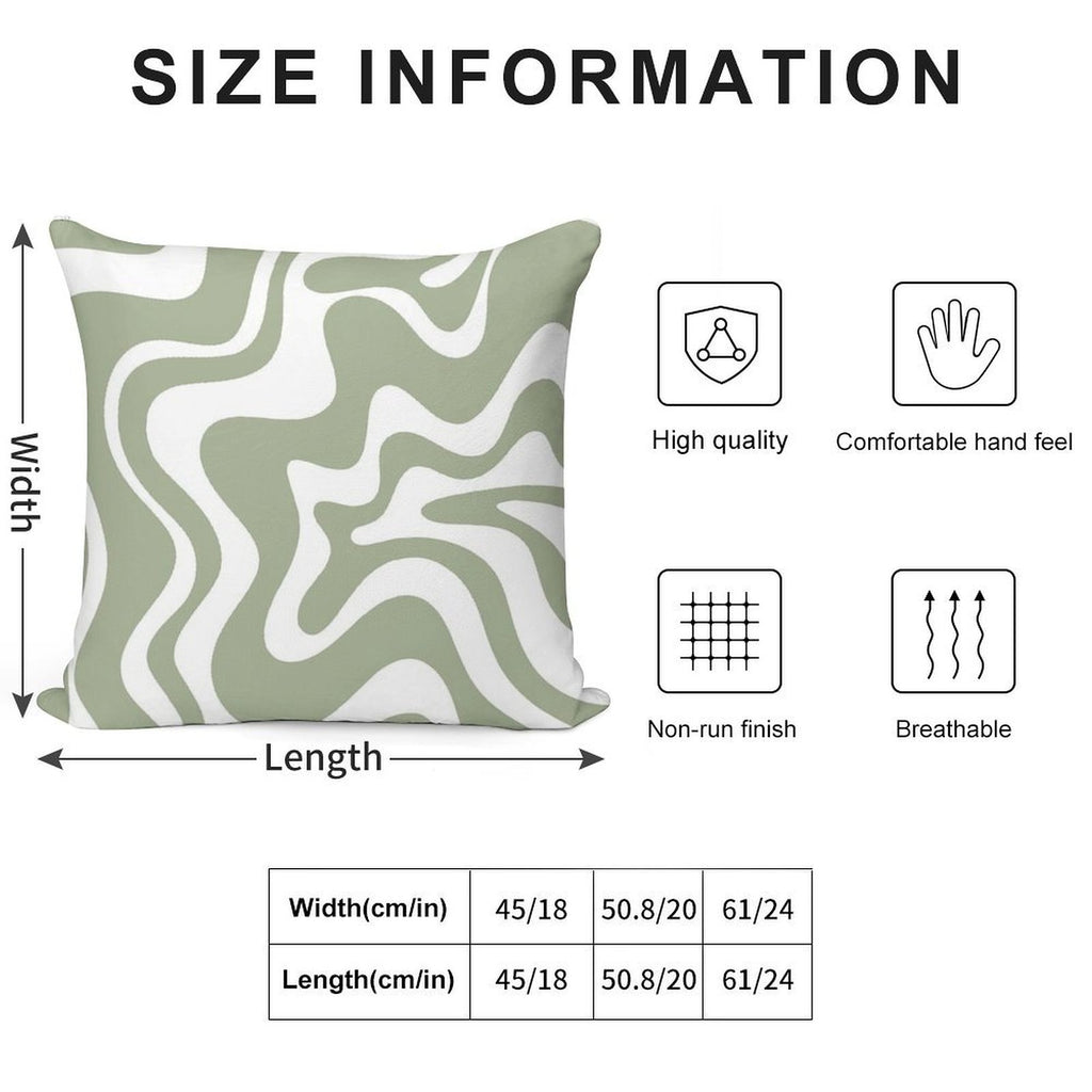 Liquid Swirl Contemporary Abstract Pattern in Sage Green And White Soft Skin-Friendly Throw Pillow