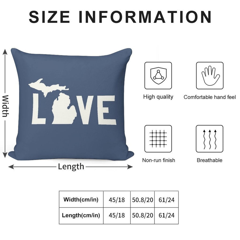 Michigan Love - All White Soft Fade-Resistant Throw Pillow