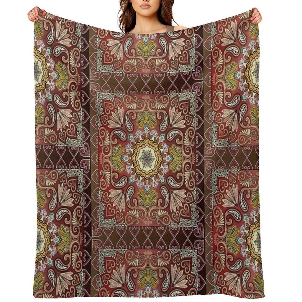 Boho Style Vintage Mandala Print Machine-washable Throw Blanket