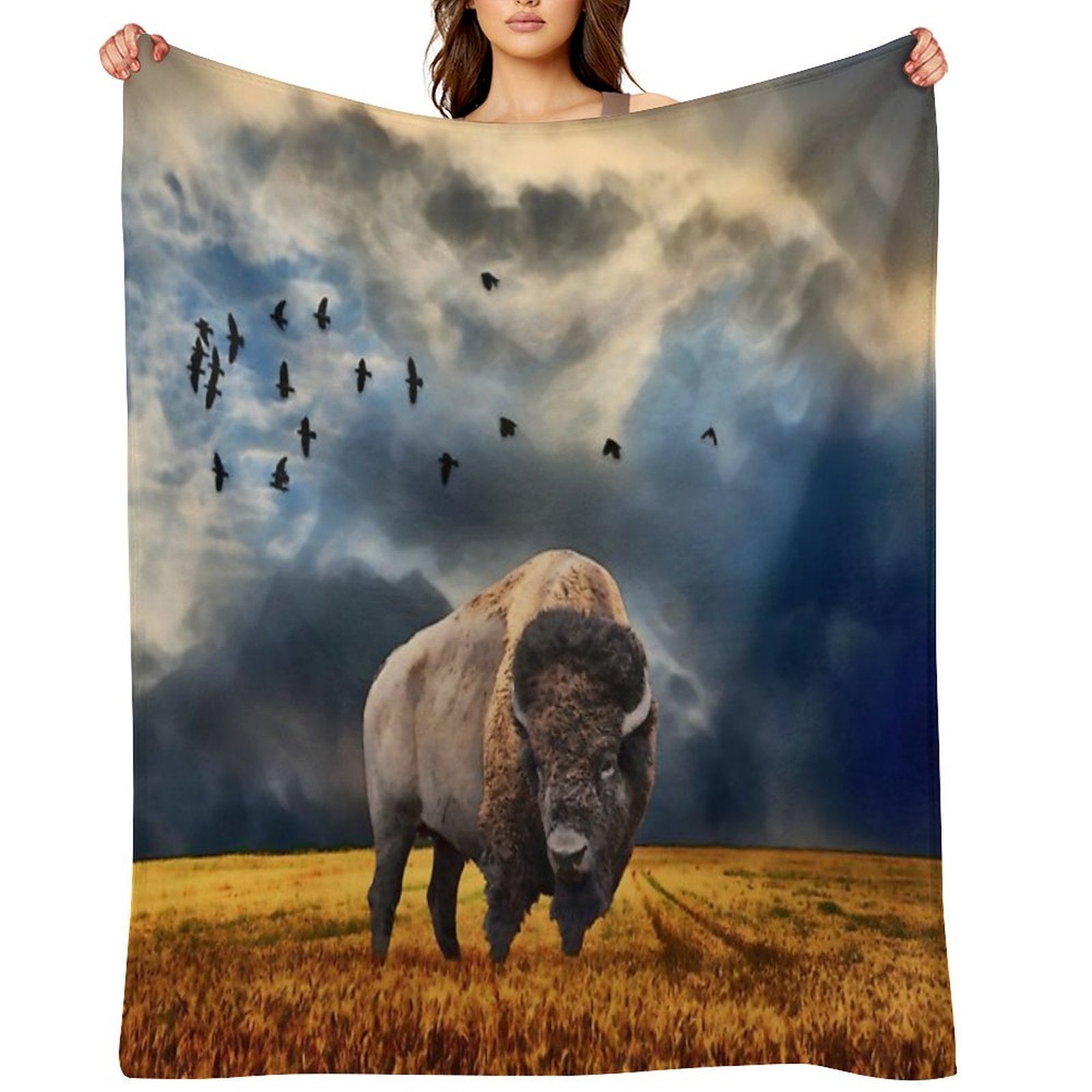 Buffalo On The Plains Travel-friendly Throw Blanket