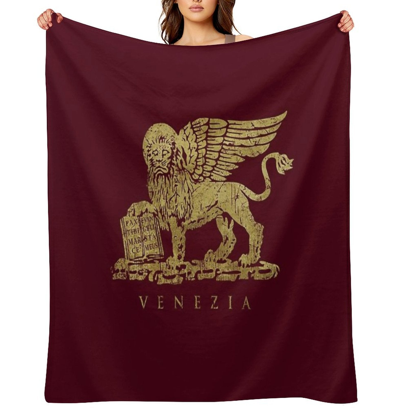 Leone Di San Marco of Venezia - Vintage Gold Versatility Throw Blanket