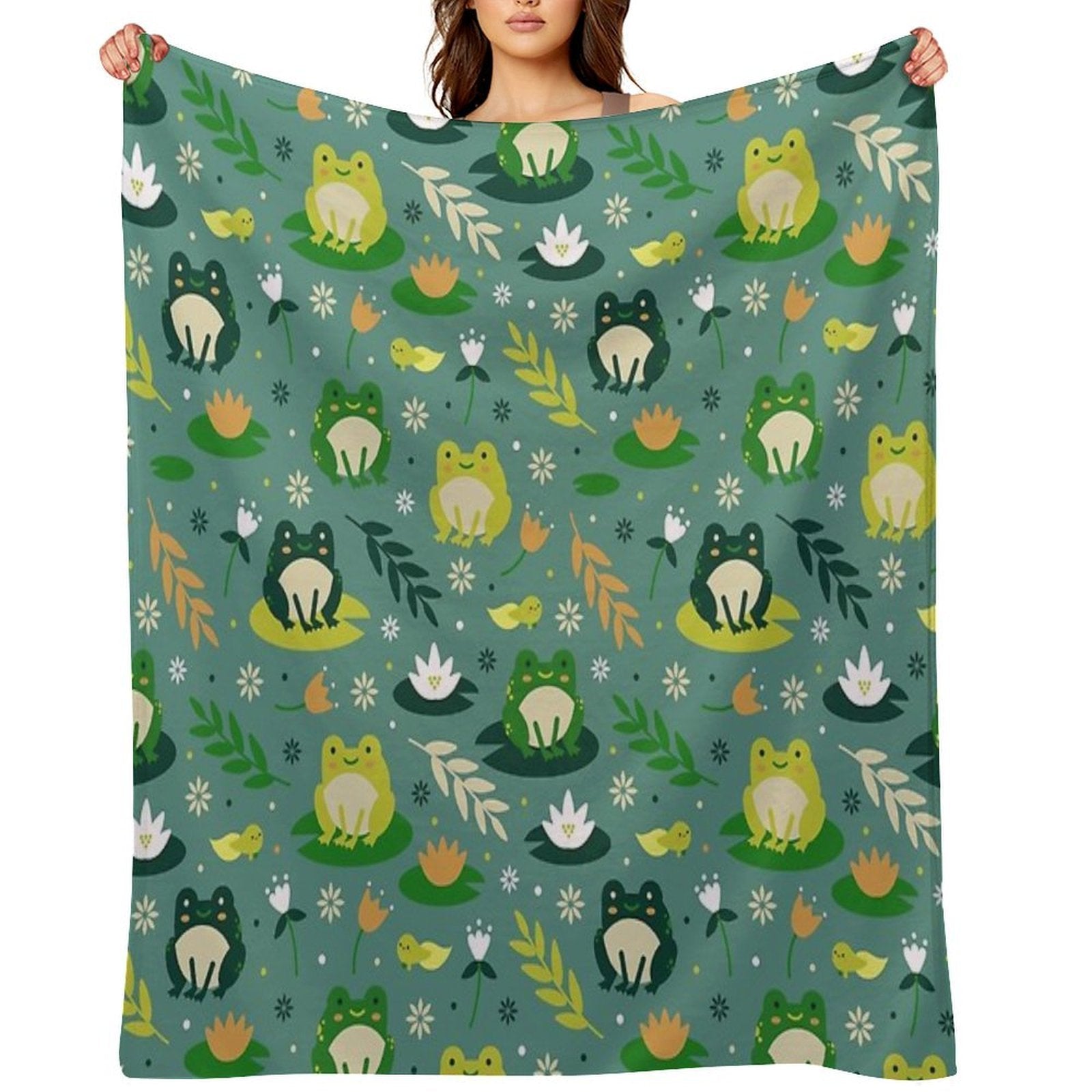 Cute Frogs Pattern Versatility Throw Blanket