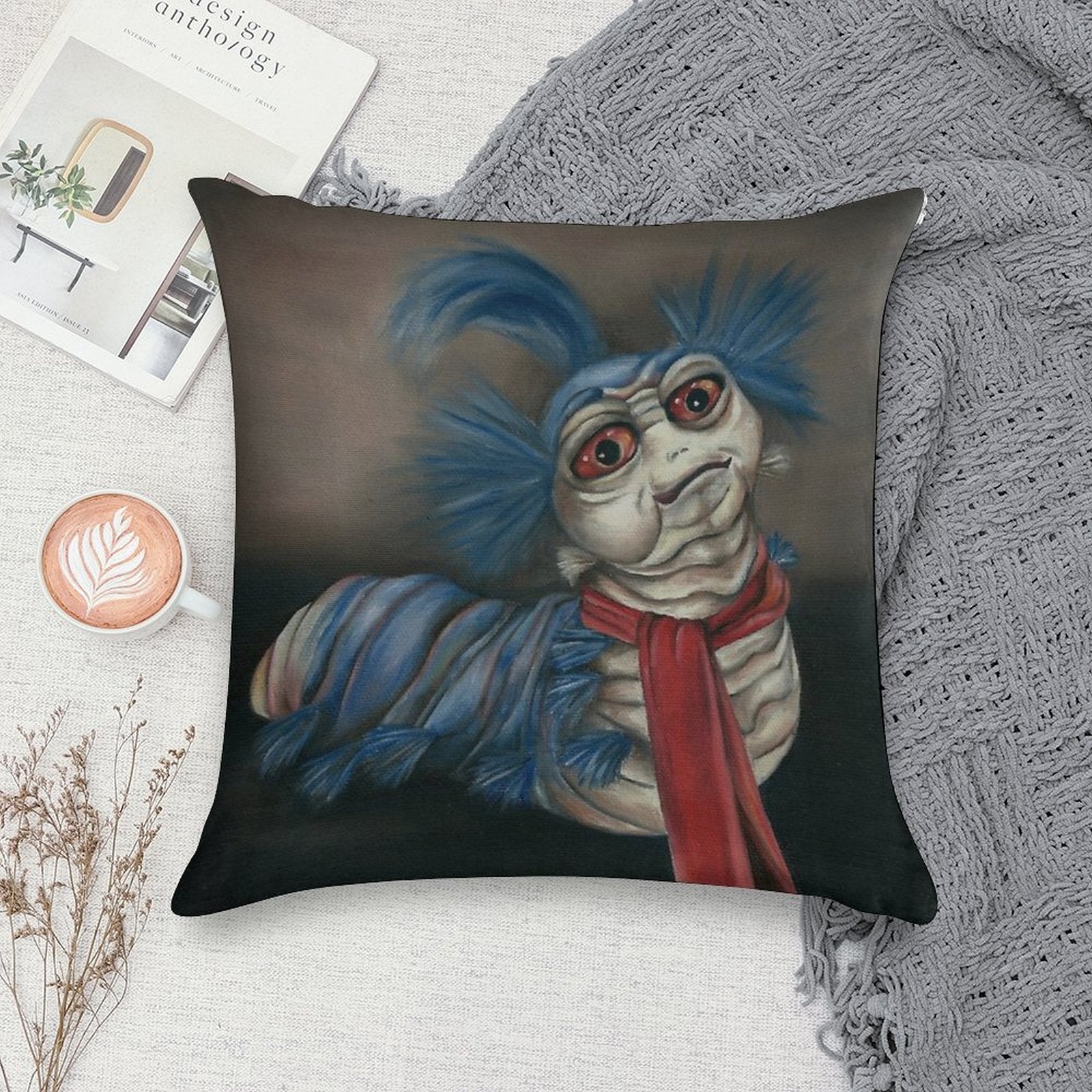 Labyrinth Worm - Oil Painting Soft Washable Throw Pillow