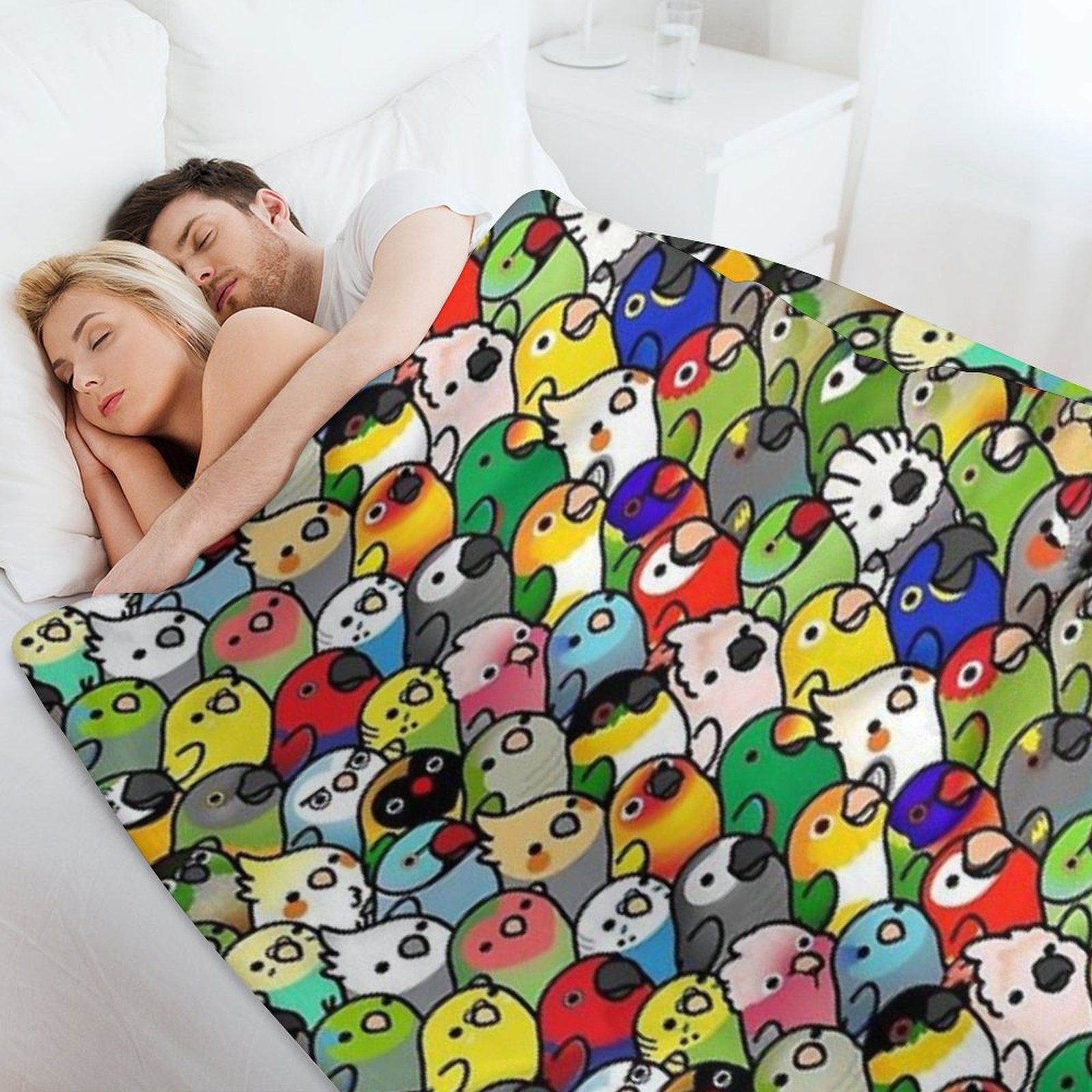 Colorful Birds Shrink-resistant Throw Blanket