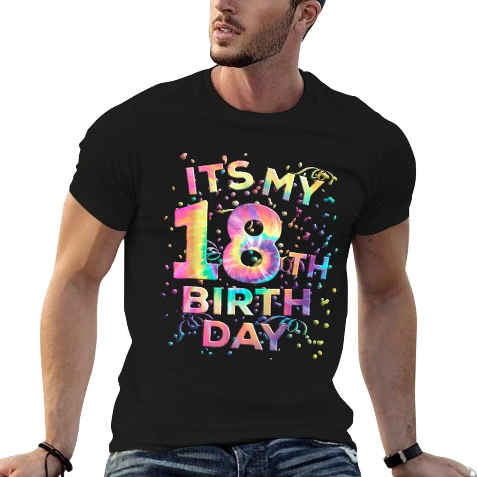 Funny Tie Dye Its My 18th Birthday 18 Year Old Bday  Fade-proof Color T-Shirt
