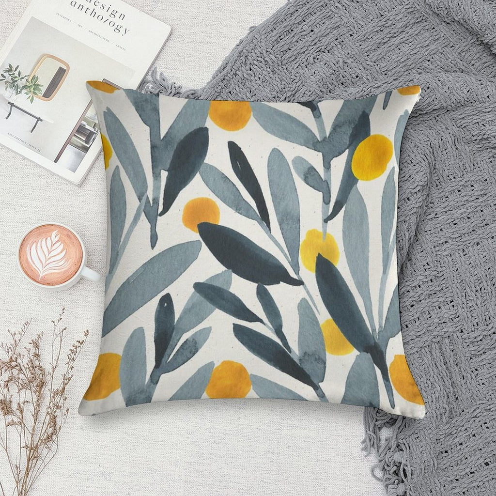 Indigo Mustard Soft High-Density Material Throw Pillow