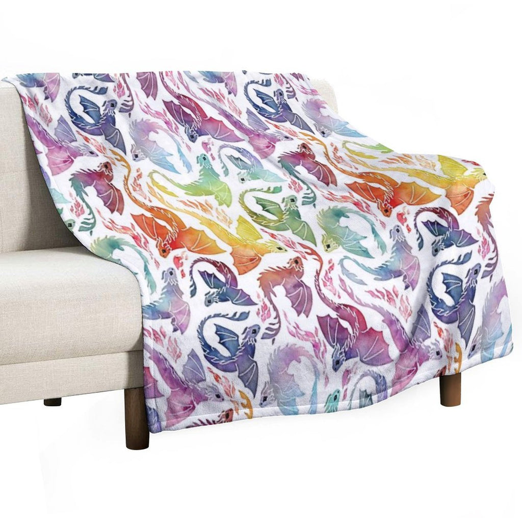 Dragon Fire Rainbow Anti-pilling Throw Blanket