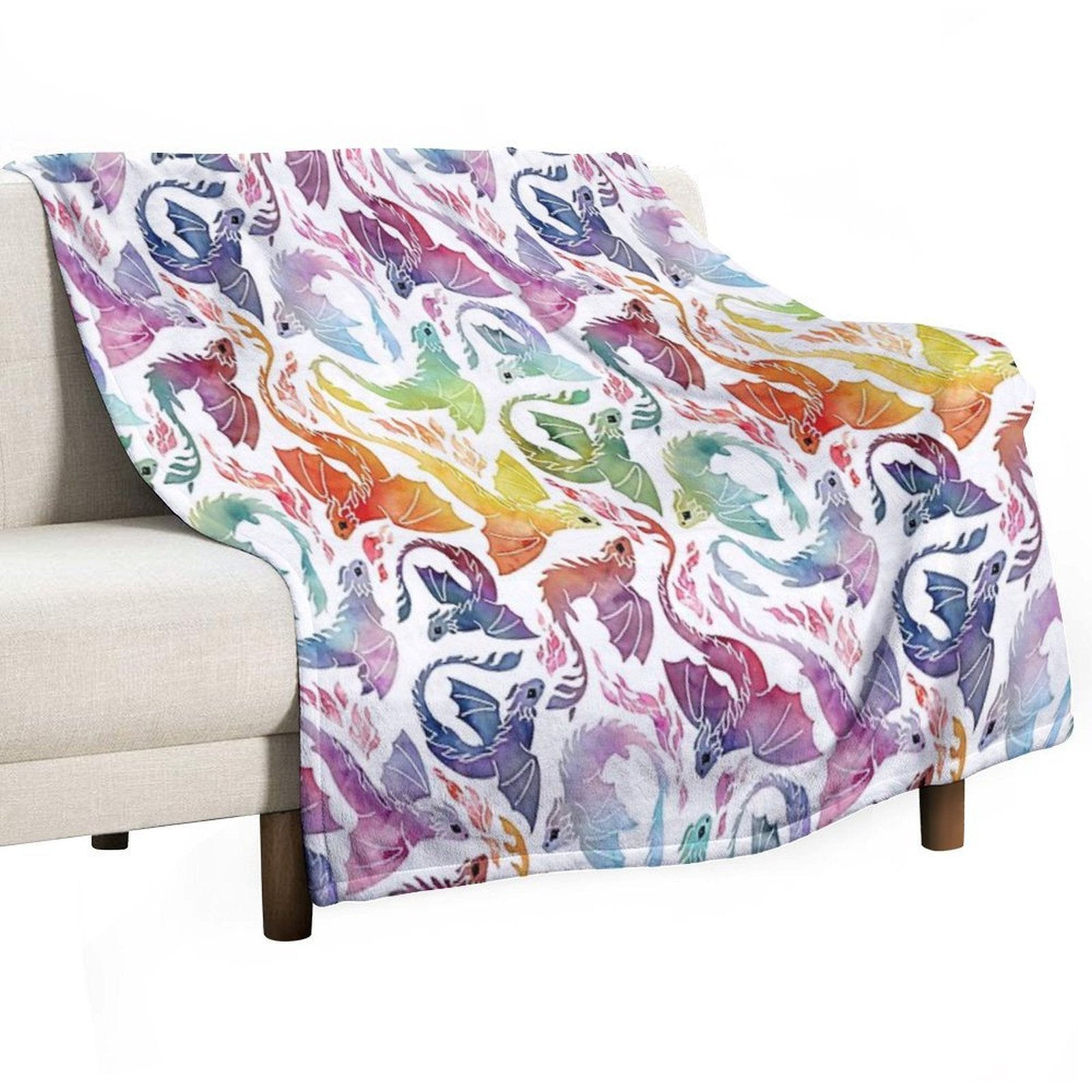 Dragon Fire Rainbow Anti-pilling Throw Blanket