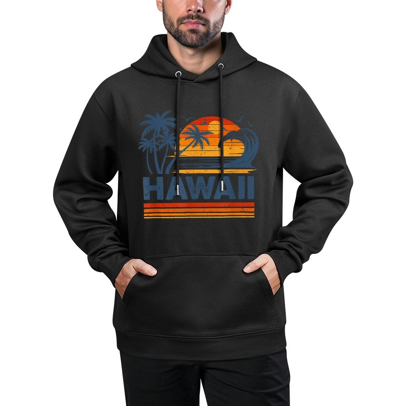 Hawaii Vacation Sunset Cute 70S Vintage Retro Beach Machine Washable Hoodie