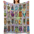 Psychedelic Owls Shrink-resistant Throw Blanket