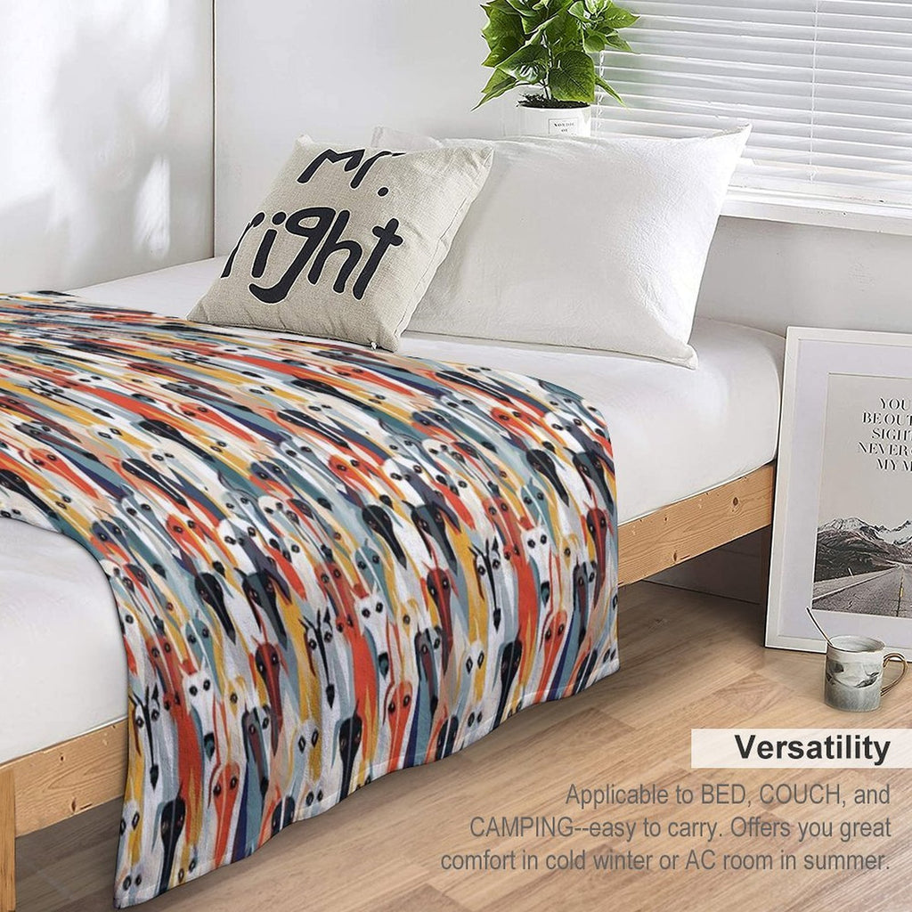 Greyhound in Geometric Camouflage Pattern Shrink-resistant Throw Blanket