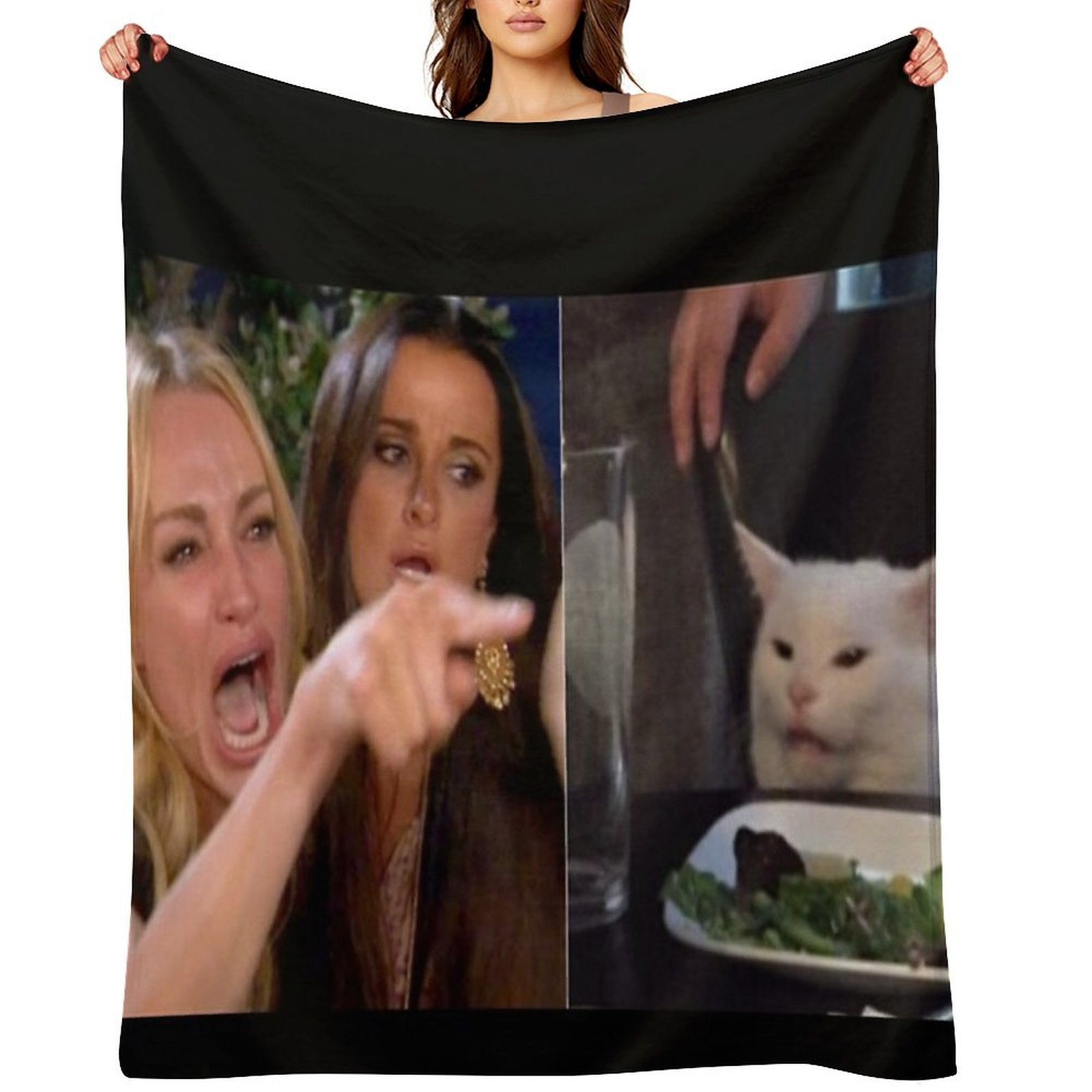 Woman Yelling at Cat Meme Comfort Throw Blanket