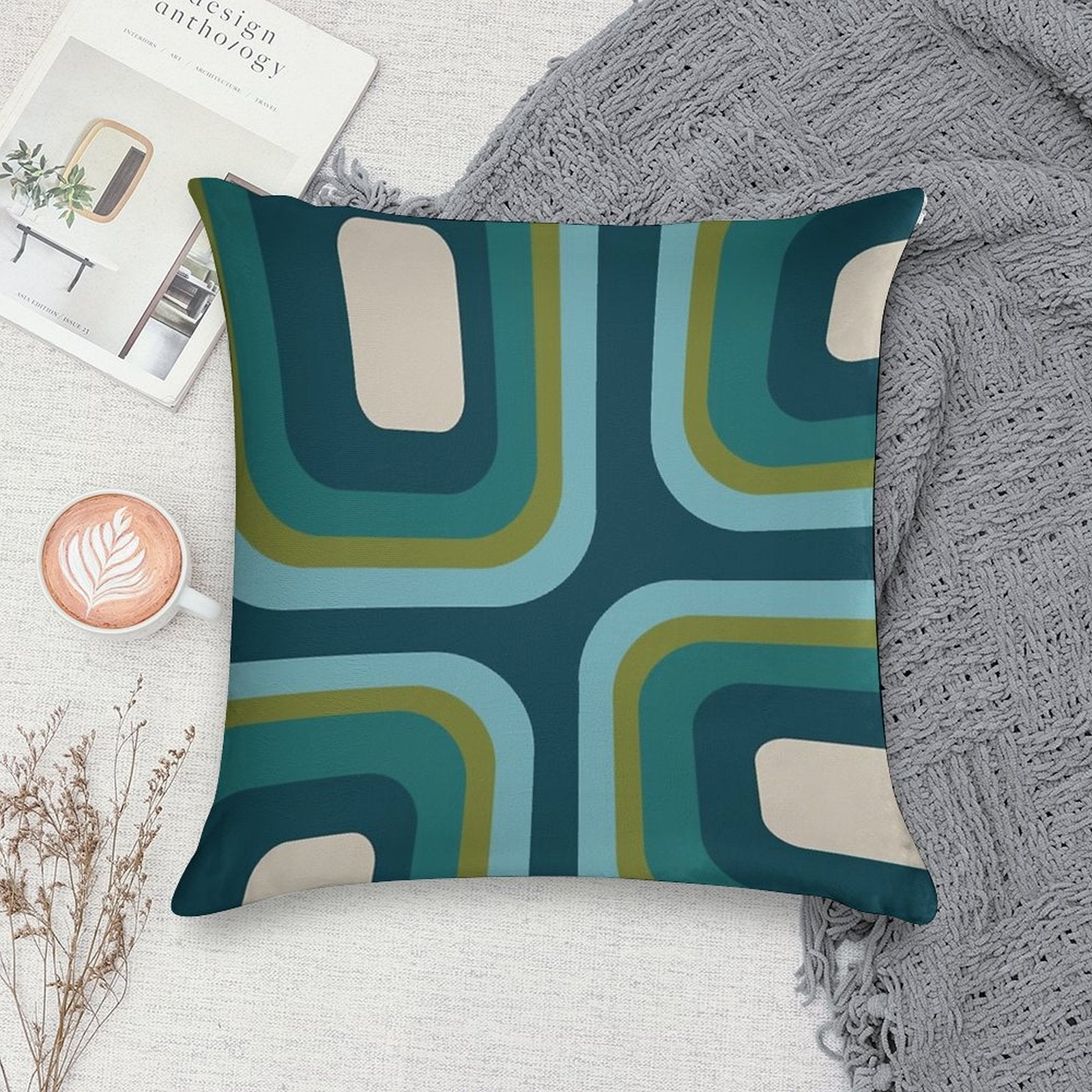 Mid Century Pattern #3 Soft Hidden Zipper Throw Pillow