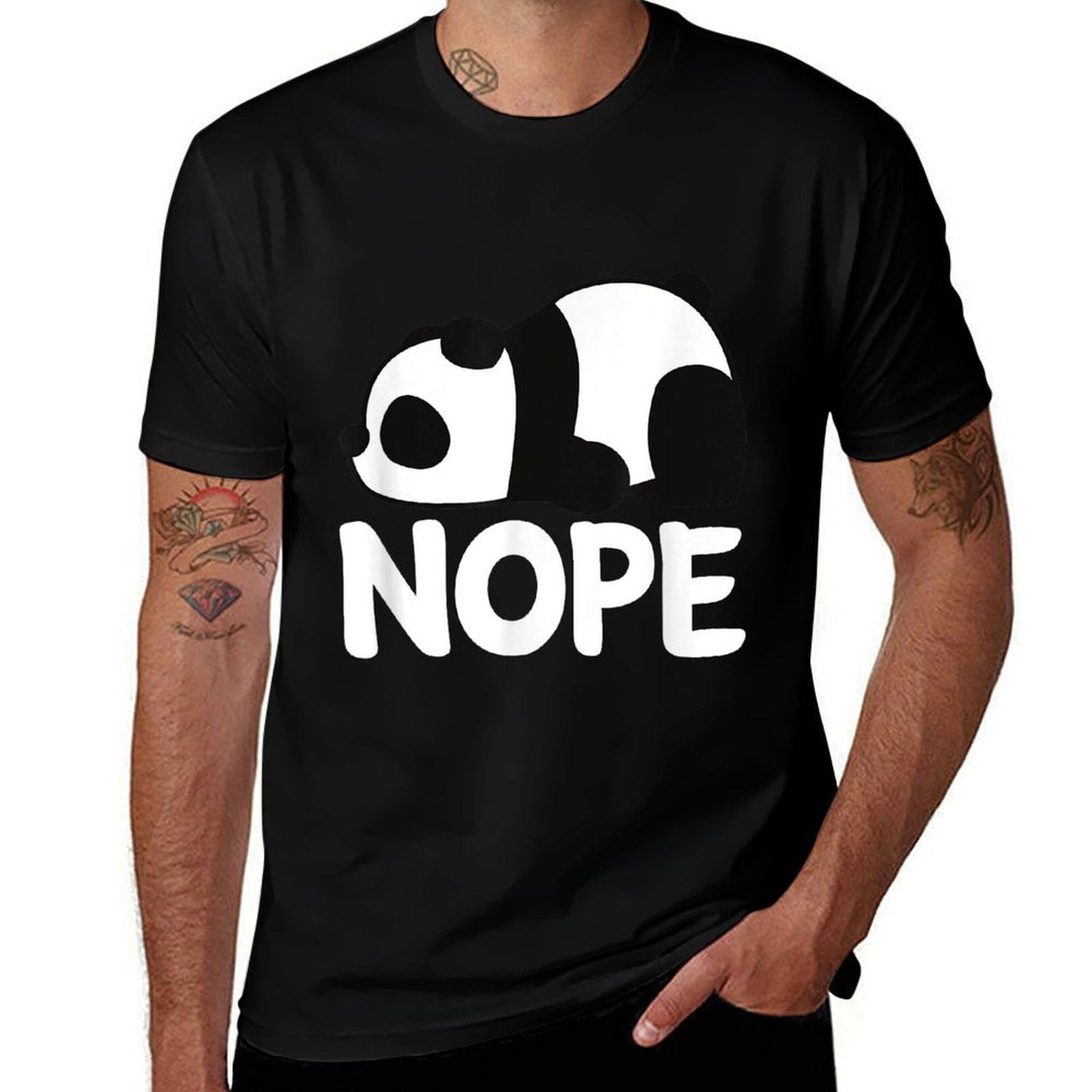 Adorable Animal Tired Sleeping Nope Cute Panda Bear Graphic  Oversized Silhouette T-Shirt