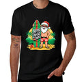 Santa Surfing Hawaiian Beach Christmas in July Tropical Xmas  Fade-proof Color T-Shirt