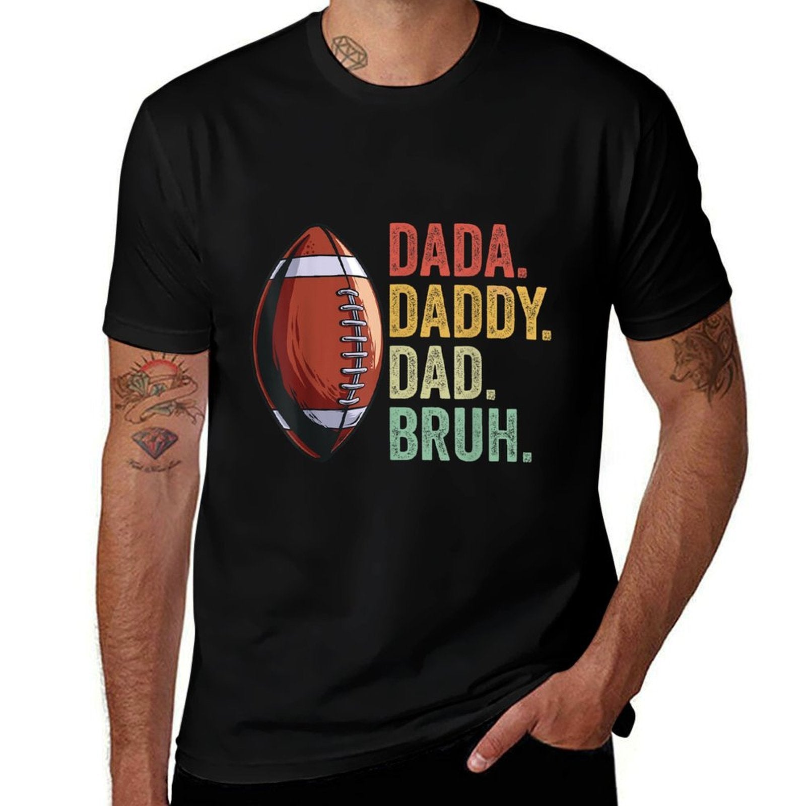 Dada Daddy Dad Bruh Funny Husband Dad Fathers Day Football  Eco-friendly Material T-Shirt