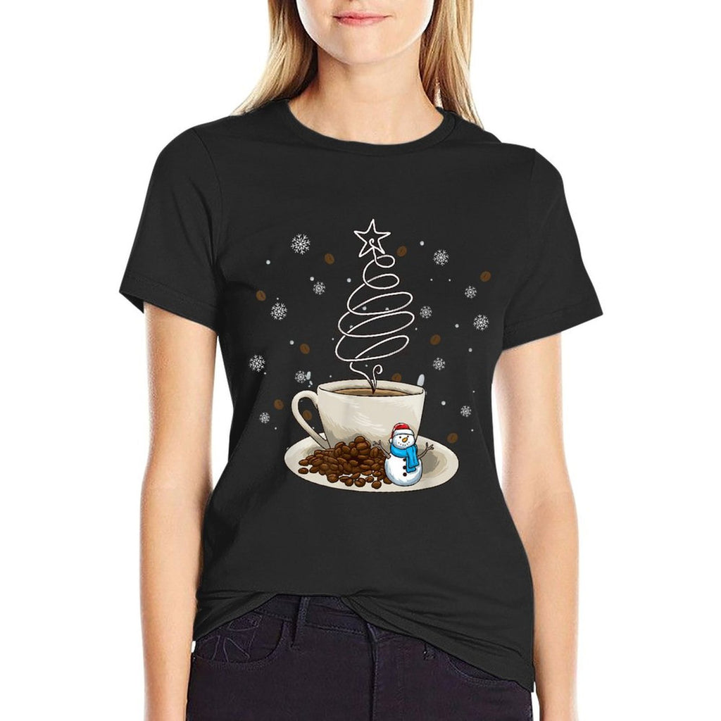 Fun Winter Snowman Holiday Coffee Drinker Barista  Tagless Design T-Shirt