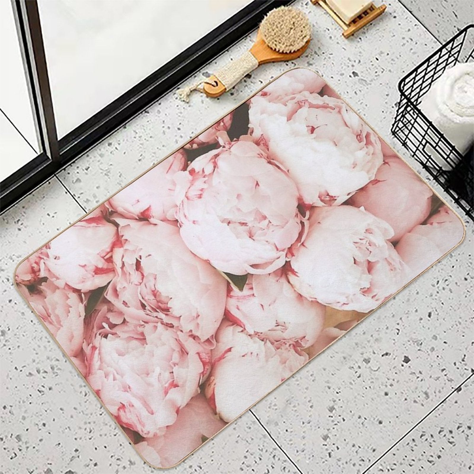 Pink Roses  High-Traffic Bath Mat