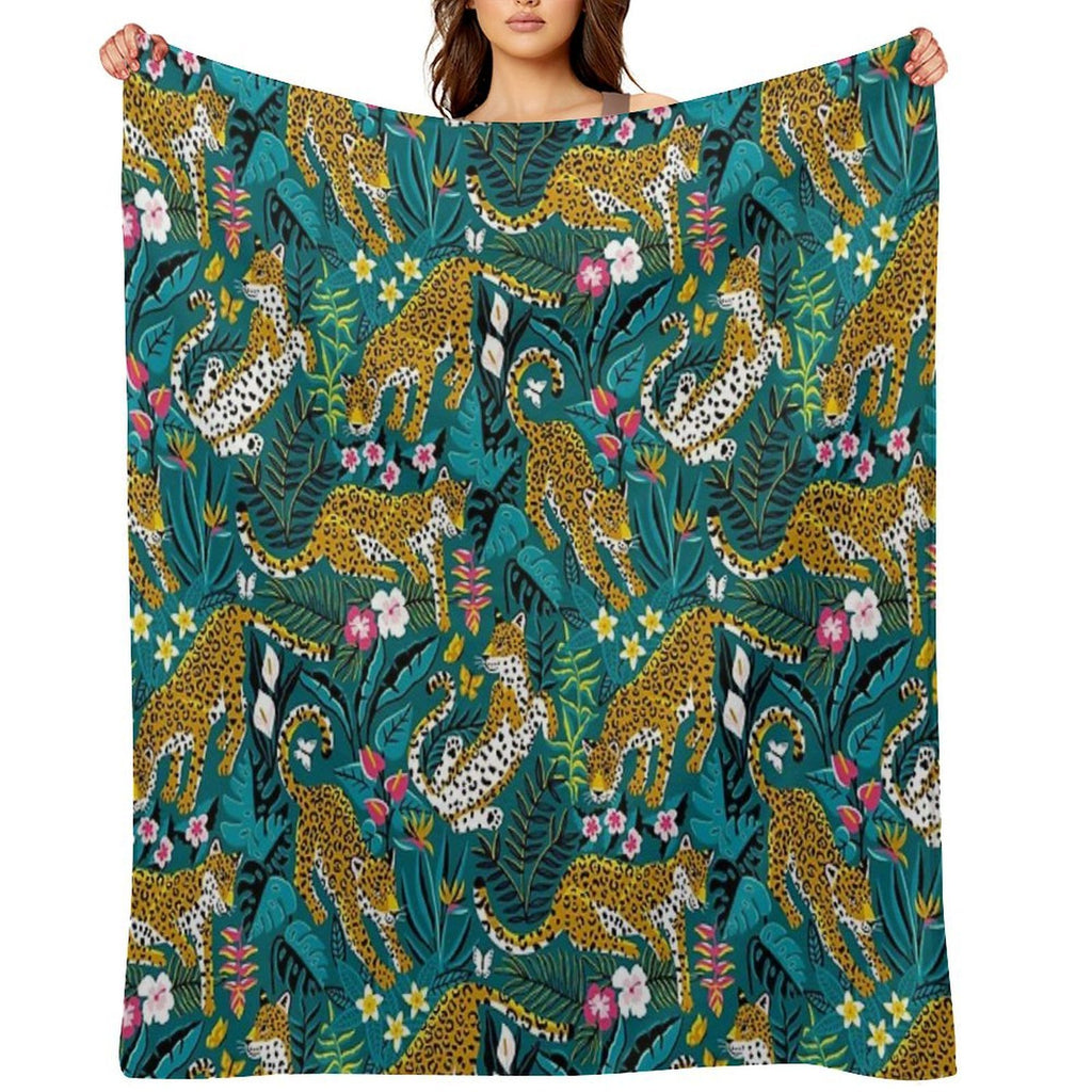 Dancing Jaguar Jungle Wrinkle-free Throw Blanket