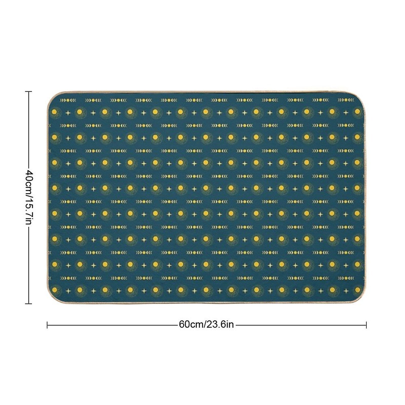 Boho Sun Moon & Stars - Navy & Yellow  Rapid-Drying Bath Mat