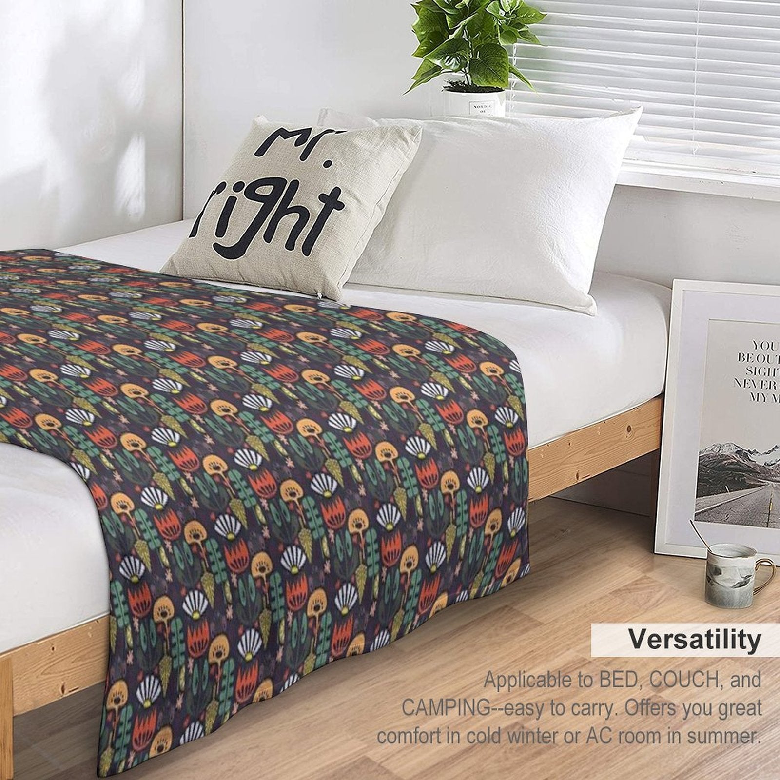 Scandinavian Wildflowers Anti-pilling Throw Blanket