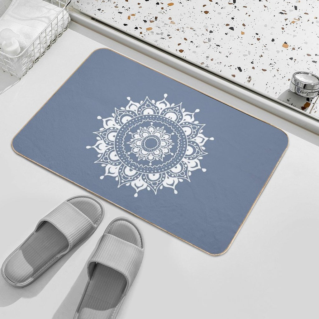 Classic Black And White Mandala Art  Absorbent Bath Mat