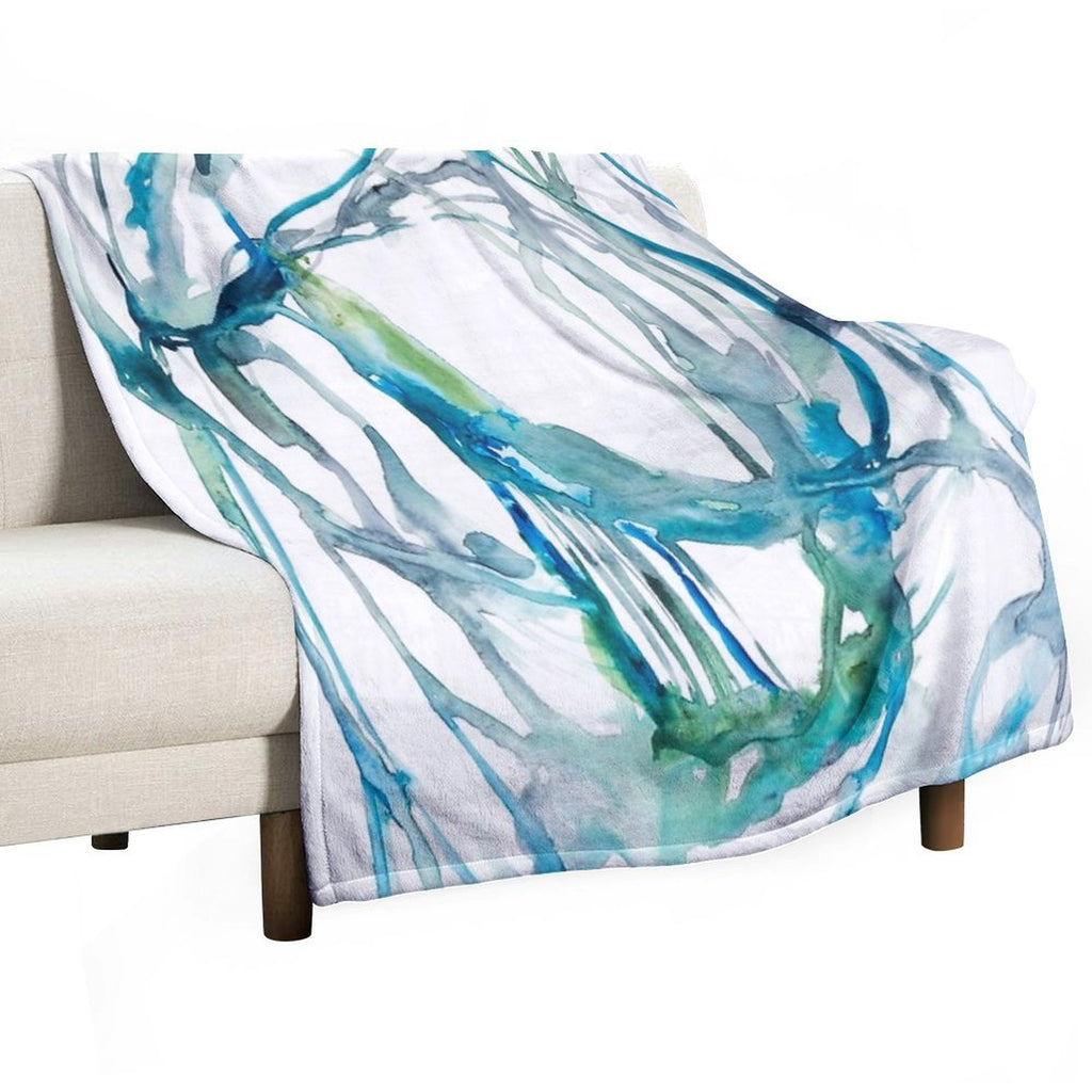 Blue Abstract Watercolor Painting Sustainable Throw Blanket
