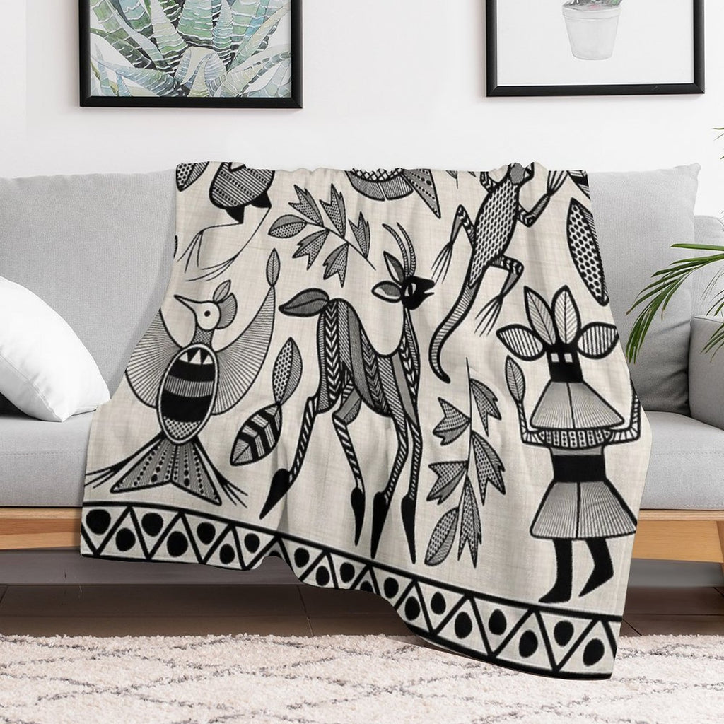 African Senufo Korhogo Tribal Ethnic Art Shrink-resistant Throw Blanket