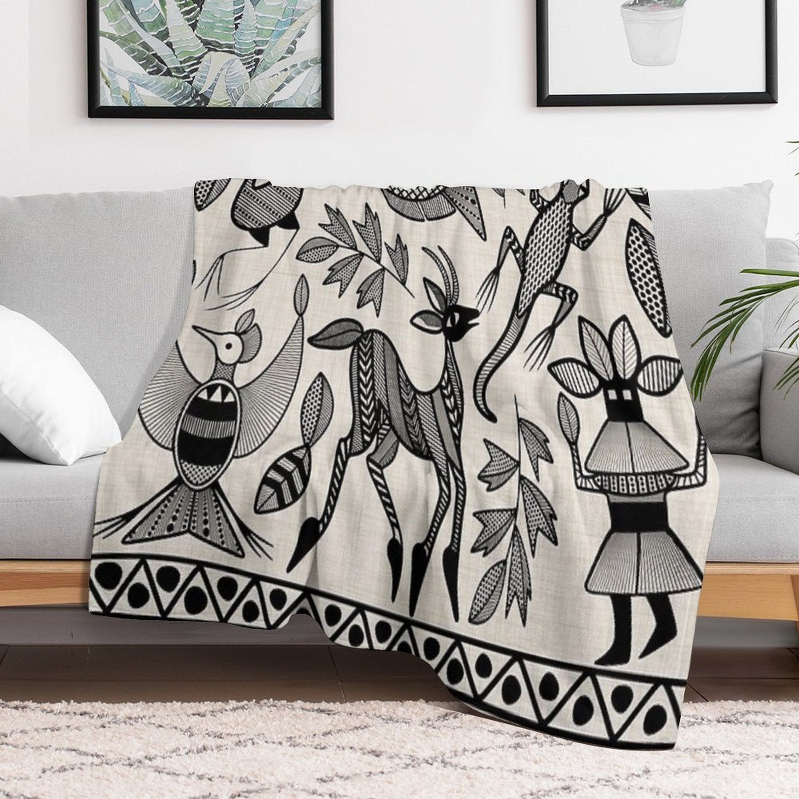 African Senufo Korhogo Tribal Ethnic Art Shrink-resistant Throw Blanket