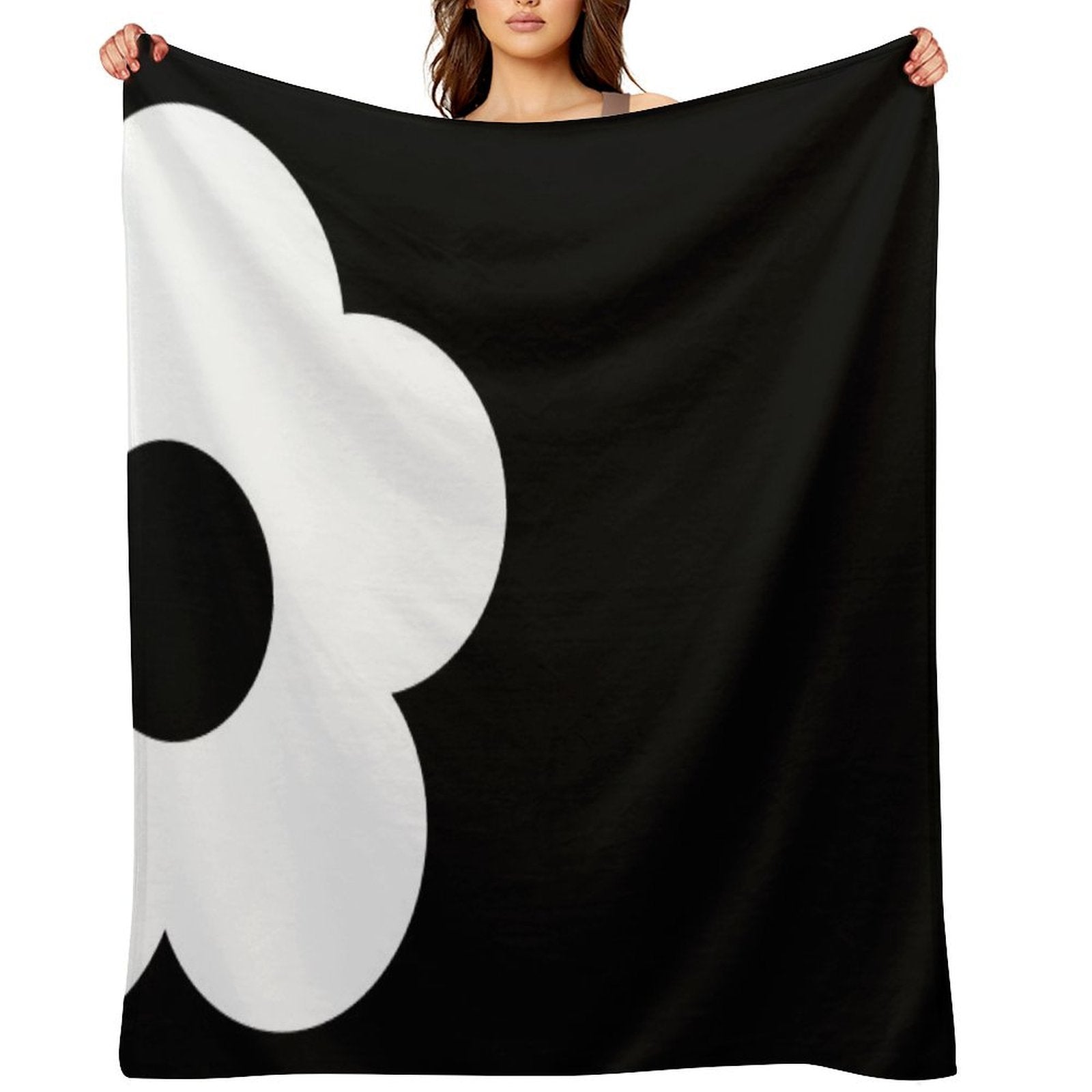 Bold Retro Contrast Flower Graphic Velvety-soft Throw Blanket