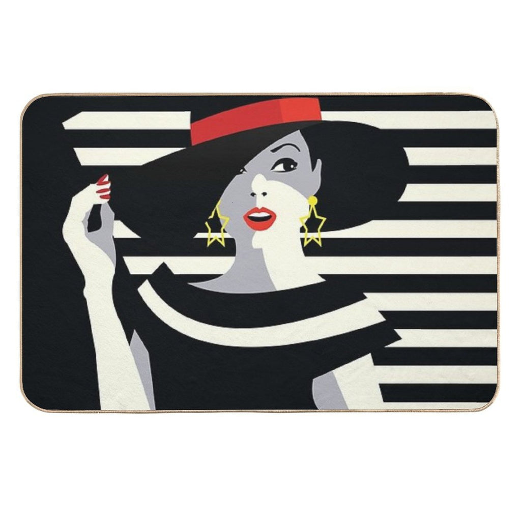 Eighties Fashionista - Nagel Inspired Retro Socialite Durable Bath Mat