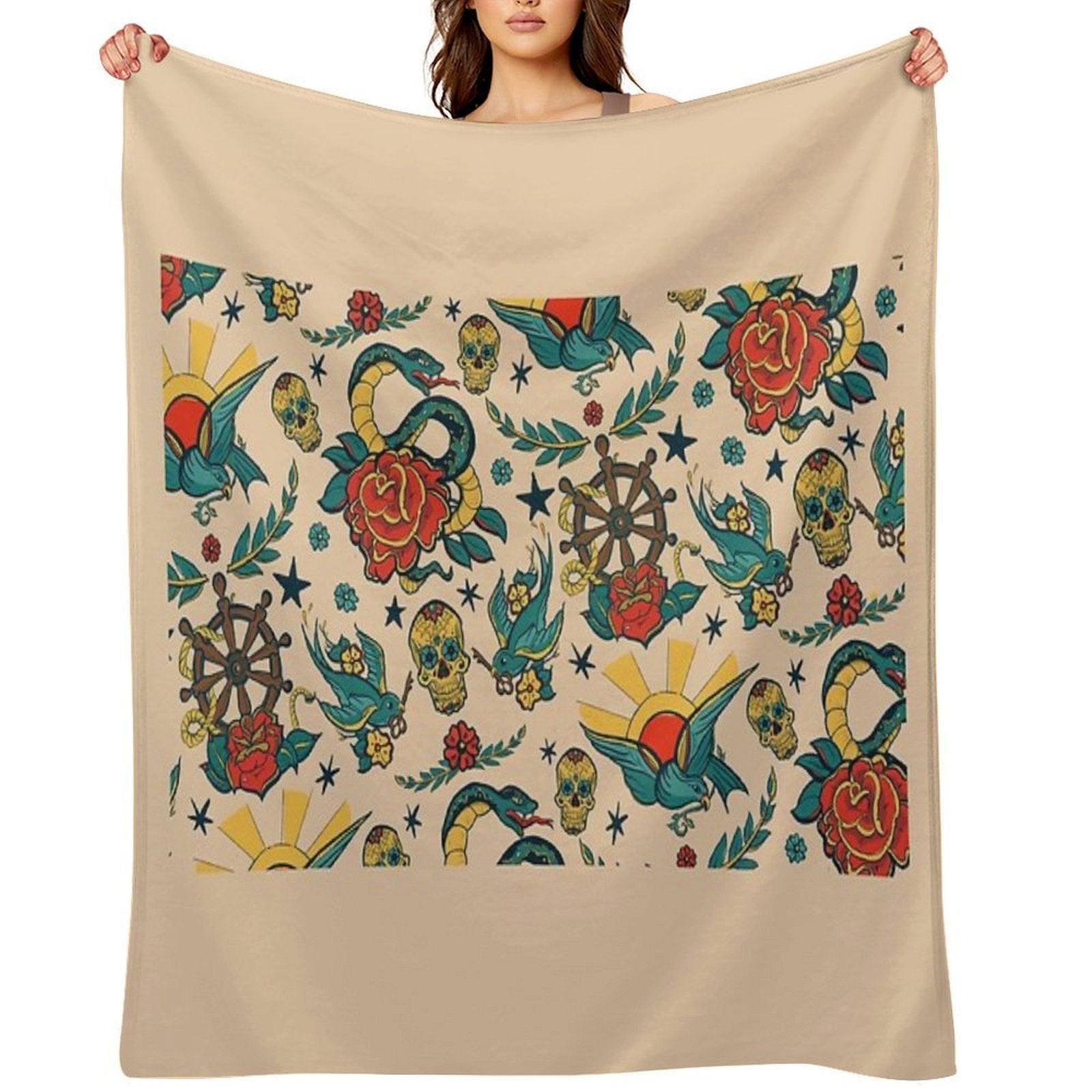 Punk Tattoo Pattern Design And Illustration Lightweight Throw Blanket