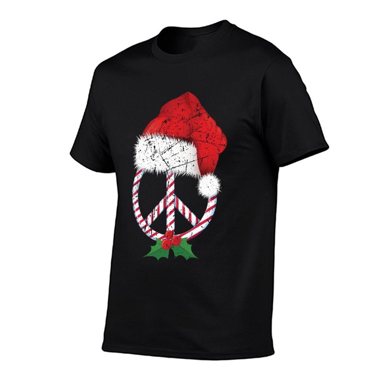 Christmas Peace Sign Santa Xmas Wreath Hippie Candy Cane  Quick-drying T-Shirt