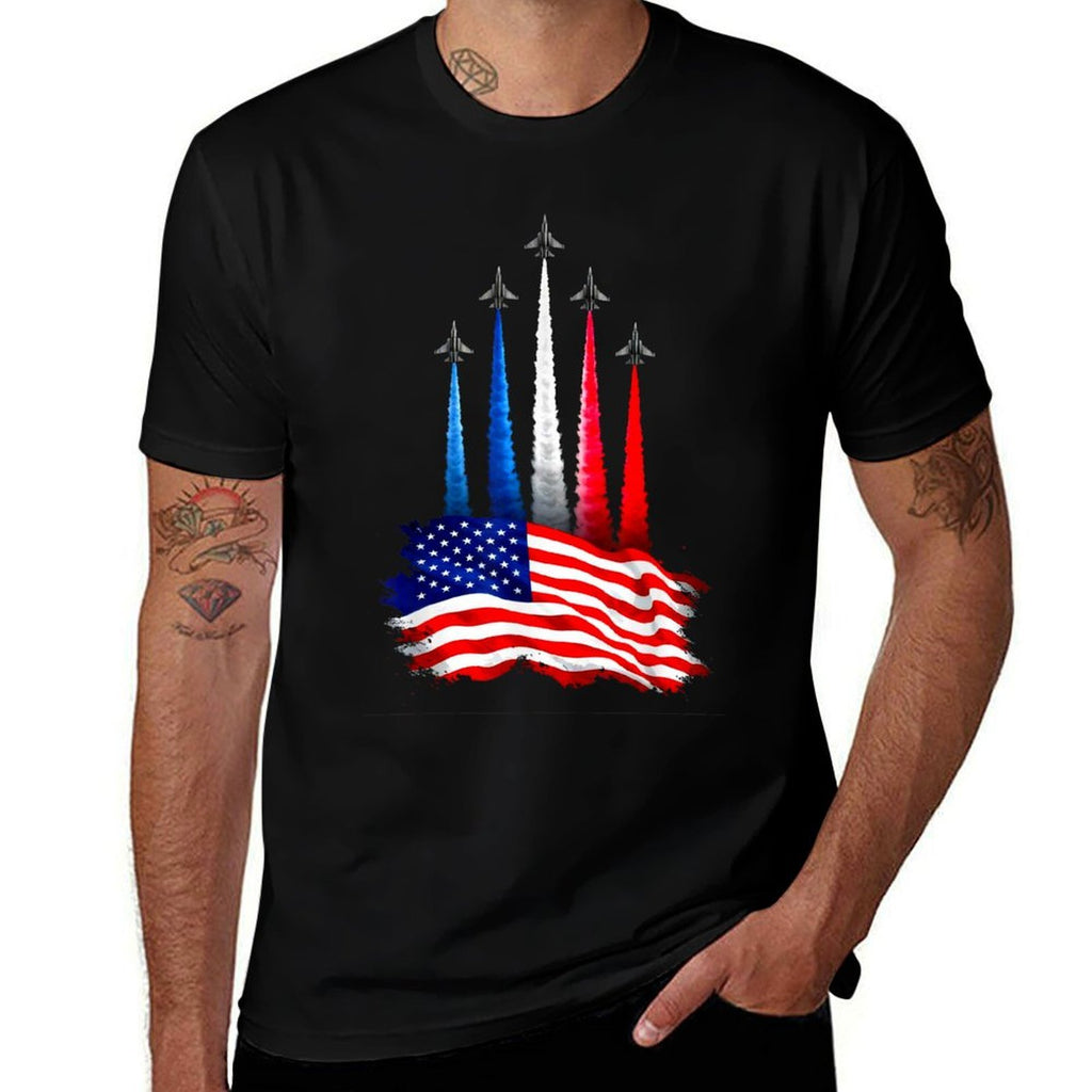 Independence Day American Jet Planes 4th of July  Summer-ready Fabric T-Shirt