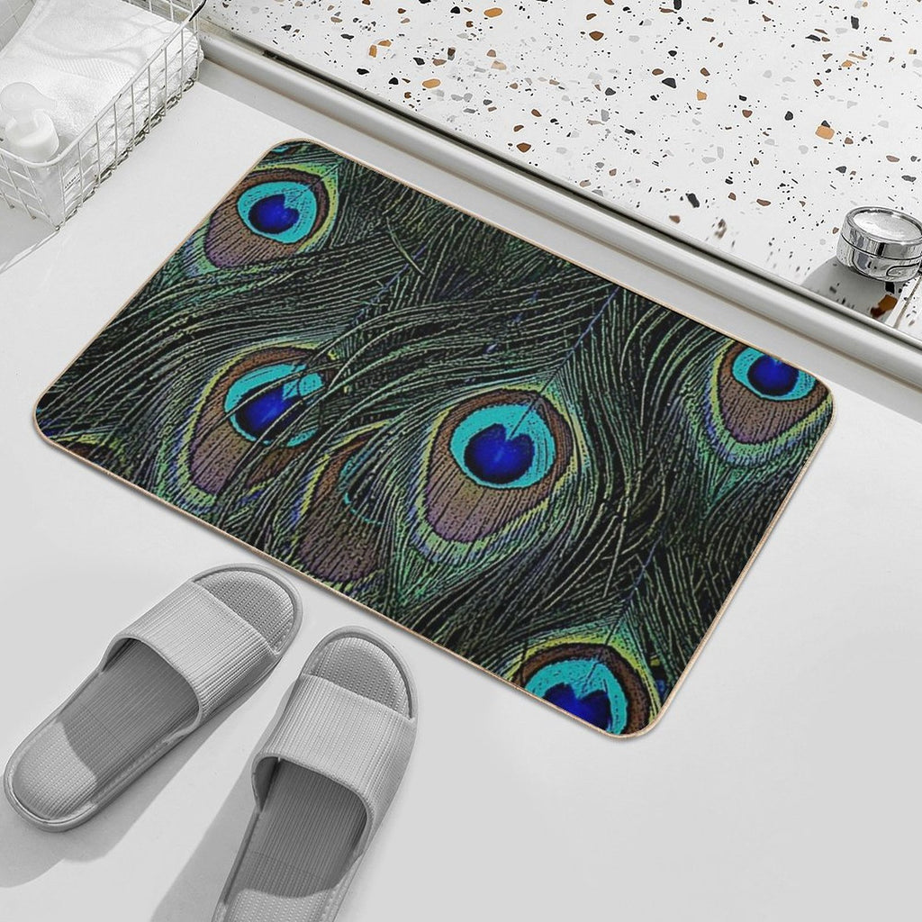 Peacock Feathers, Bird Lover Gifts, Cool Bird Outfits, Beautiful Feather Patterns  Repositionable Bath Mat