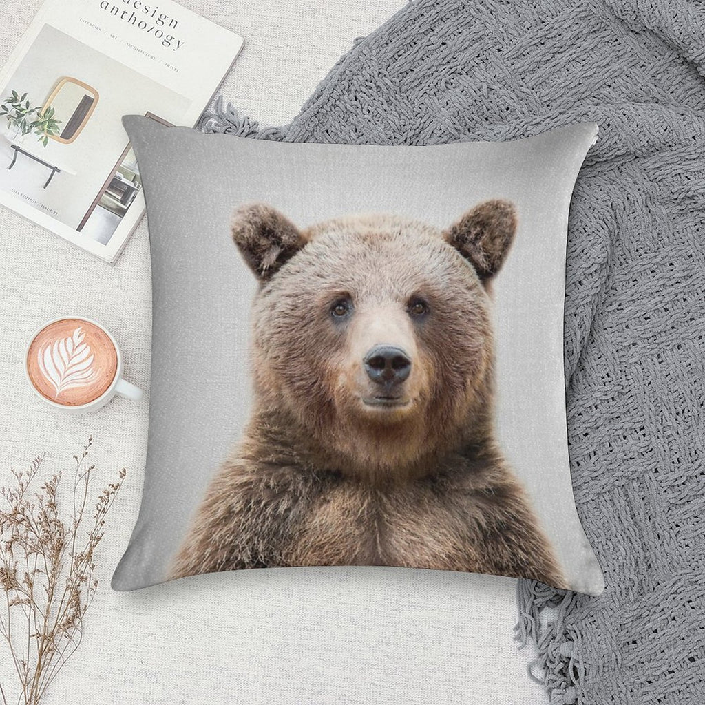 Grizzly Bear - Colorful Soft Reinforced Edging Throw Pillow